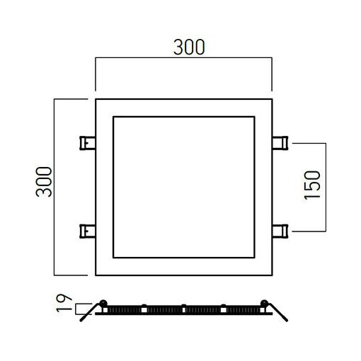 Arelux Álmennyezeti lámpa FTQ300NW MWH XFLAT SQUARE